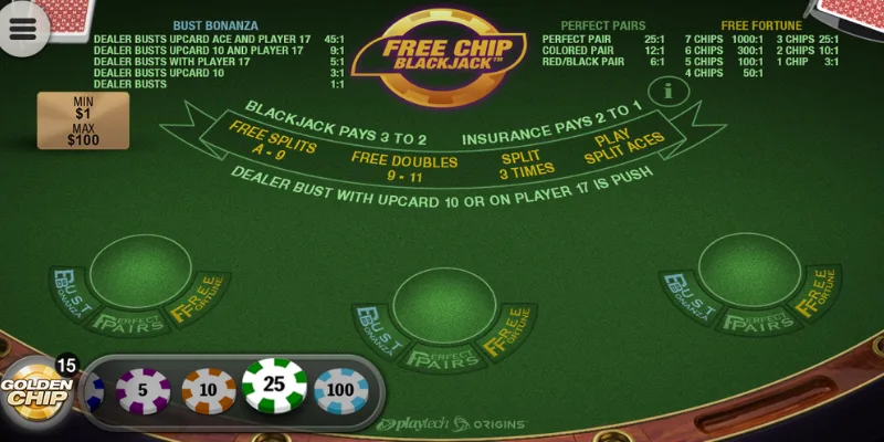 Juega gratis Free Chip Blackjack en la versión demo