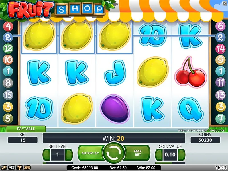 Mecánica del juego Fruit 
Shop