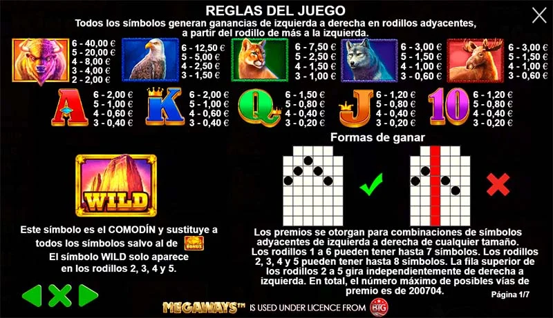 Símbolos del juego Buffalo King Megaways