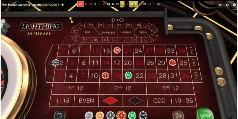 Mecánica de juego de First Person Lightning Roulette