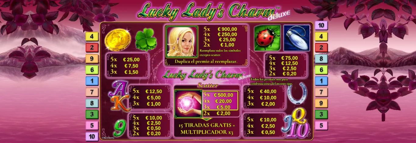 simbolos y juegos lucky lady charm