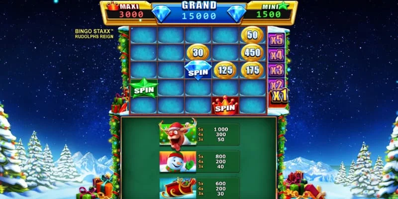 Características principales del juego BINGO STAXX Rudolphs Reign